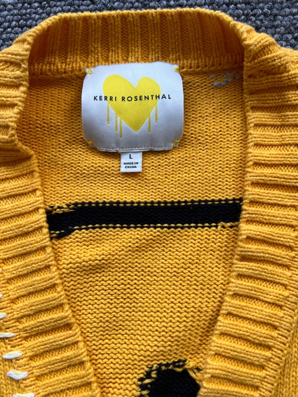 Yellow Button-Front Cardigan with Pink Contrast Trim - Picture 2 of 7